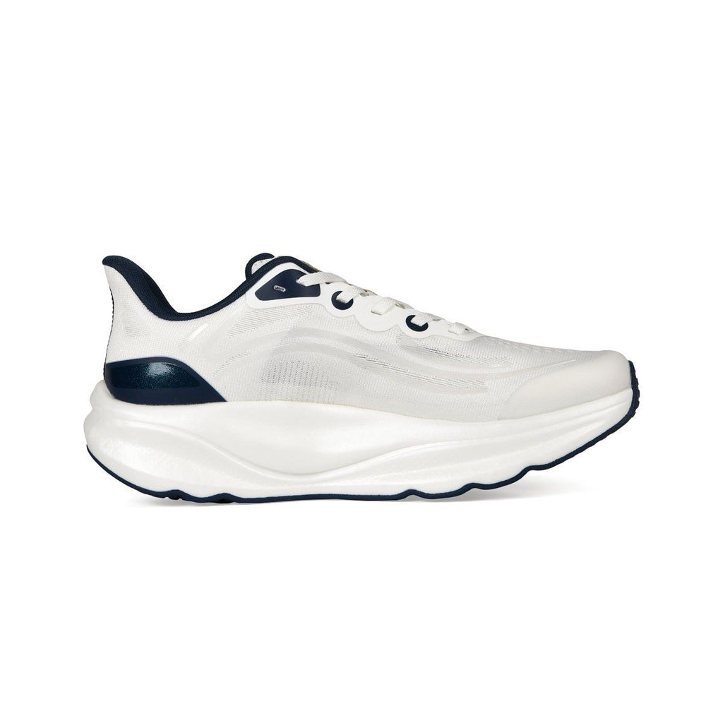 Cushioned Breathable Running Shoes - White Navy Mesh Upper