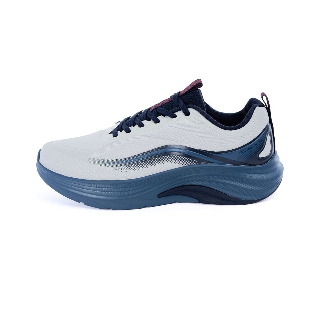 Men's Running Shoes Breathable Mesh Thick Sole Sneakers White Navy Blue