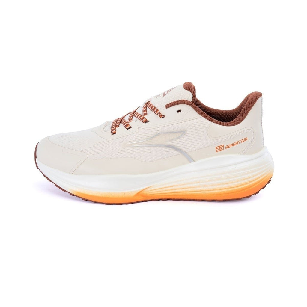 Running Shoes Breathable Mesh Cushioned Cream Orange