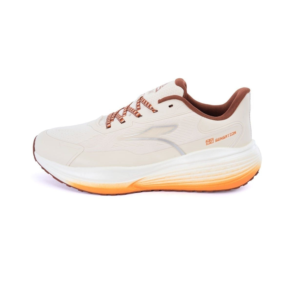 Running Shoes Breathable Mesh Cushioned Cream Orange