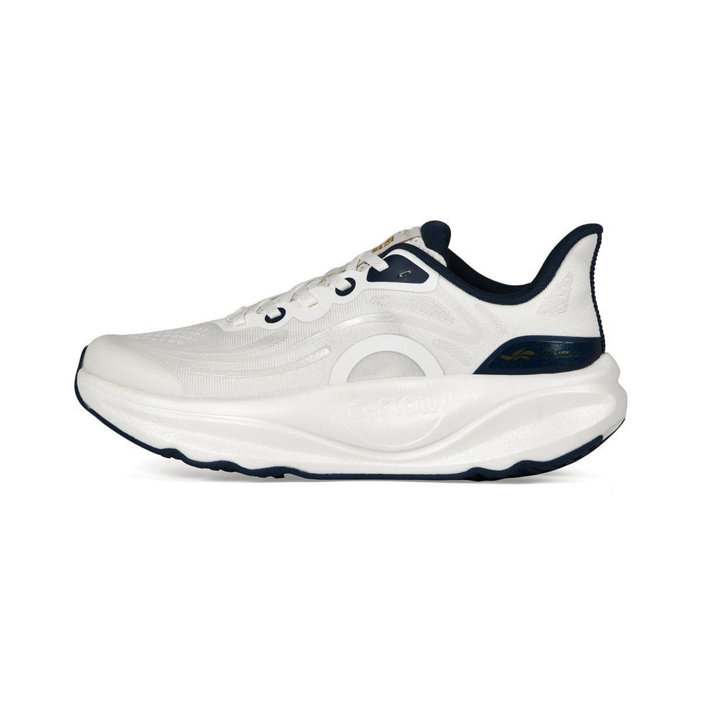 Cushioned Breathable Running Shoes - White Navy Mesh Upper