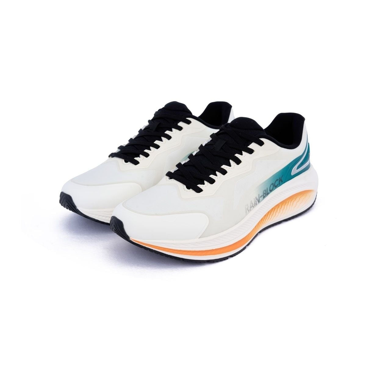 Rain-Block Running Shoes Waterproof Sports Sneakers White Teal Orange
