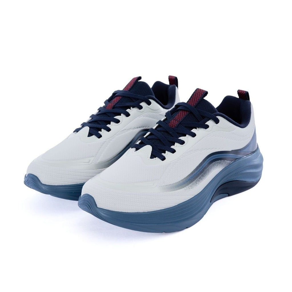 Men's Running Shoes Breathable Mesh Thick Sole Sneakers White Navy Blue